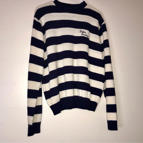 Vtg 80s/90s Logo7 Dallas Cowboys Royal Blue Striped Texas Football/NFL Sweater - Picture 8 of 8